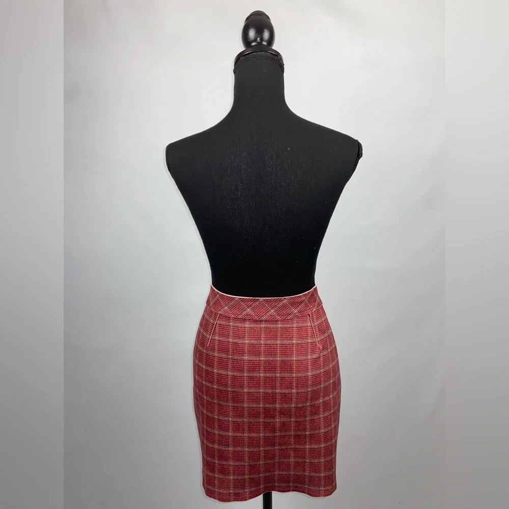 Mini Skirt Blue Blush Red Plaid Pattern Medium